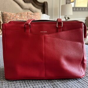 Cole Haan Red Leather Tote Bag American Airlines Collaboration